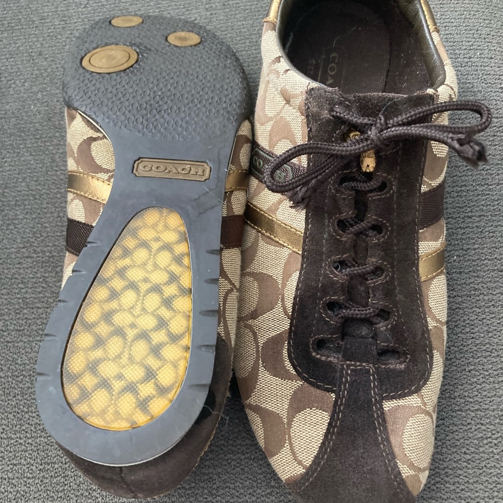 Coach Brown and Gold Monogram Sneakers - Picture 3 of 3